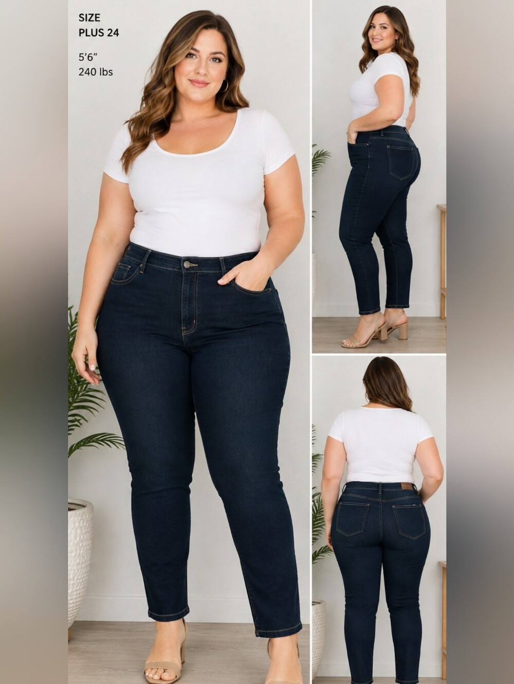 NWT Women’s Skinny Jeans - Dark Blue. Size Plus 24. Strechable.